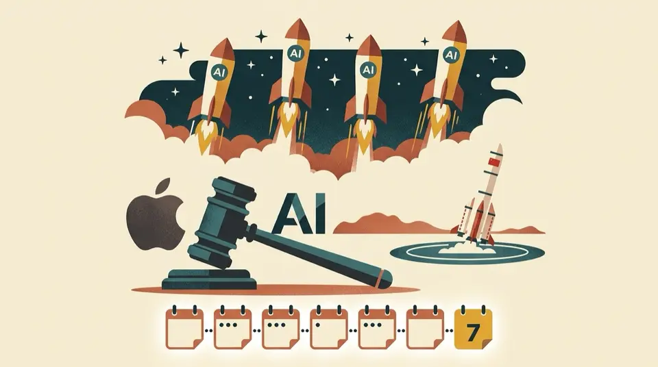 七天四款前沿模型：AI 竞赛从双寡头变四强，苹果与 OpenAI 全面开战 插画